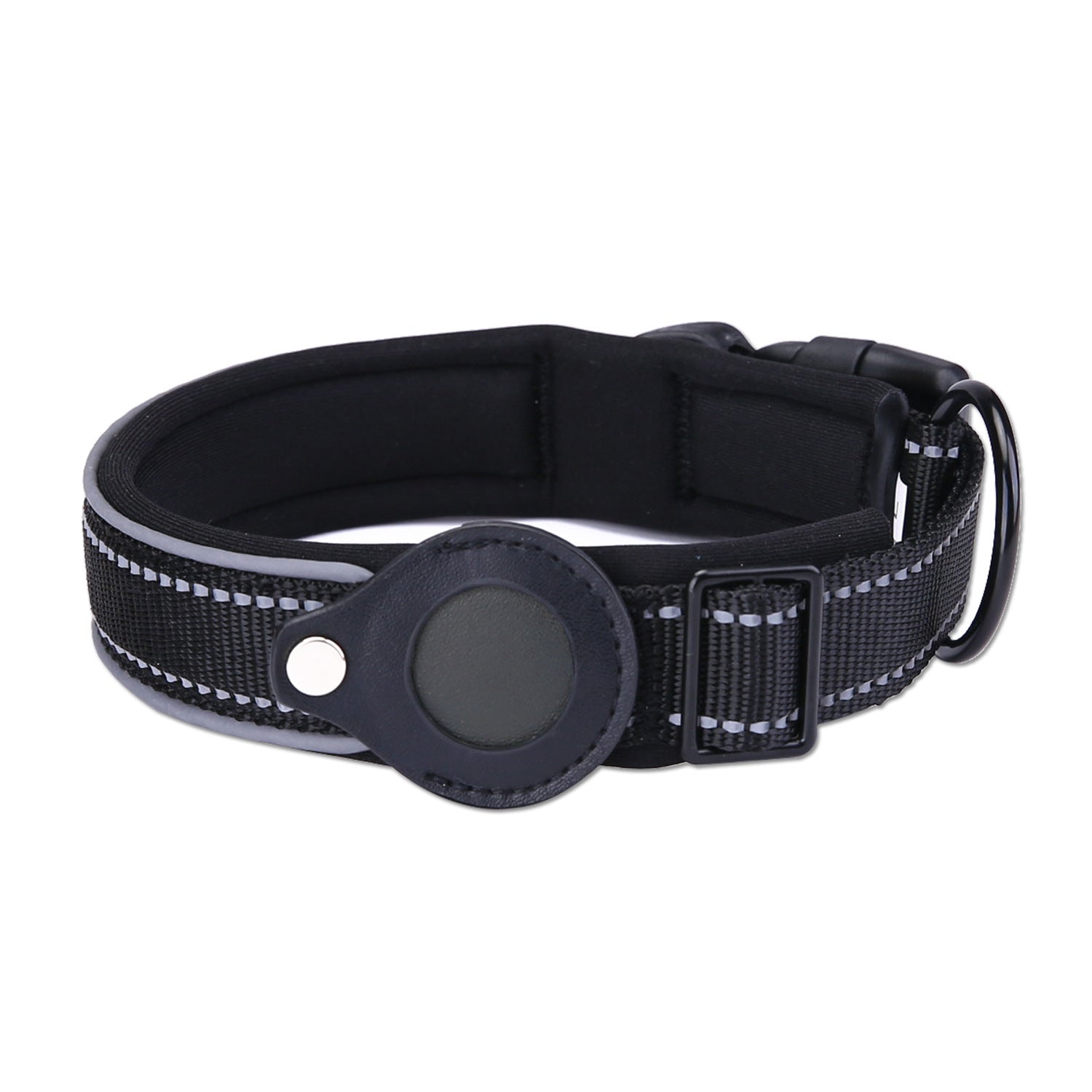 Pet Collar, Black, Anti-Lost, Reflective, Adjustable (For Apple AirTag)