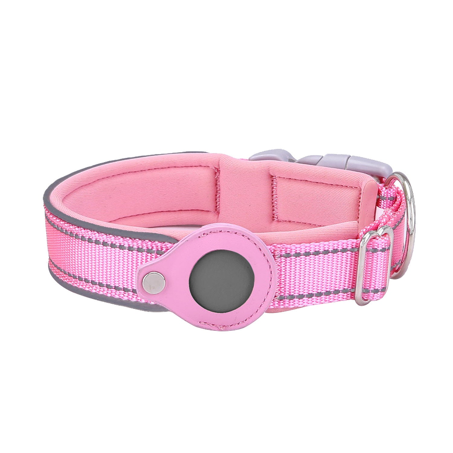 Pink Reflective Adjustable Anti-Lost Pet Collar (For Apple AirTag - Collar Only), XL