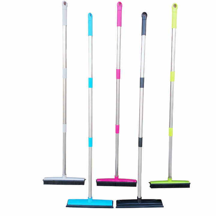 Blue and Silver Versatile Pet Hair Remover, Rubber Broom & Squeegee - 125cm