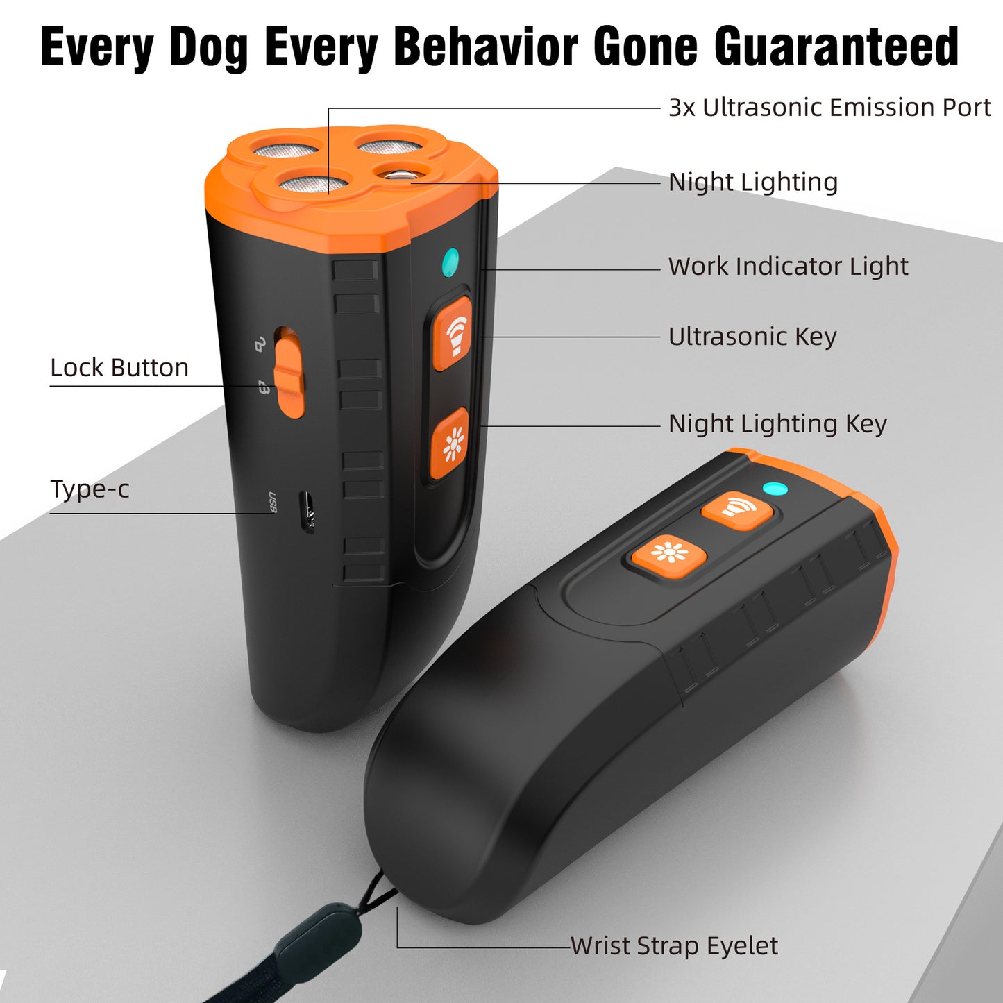 Dog Barking Ultrasonic Repeller, Portable 3-Core