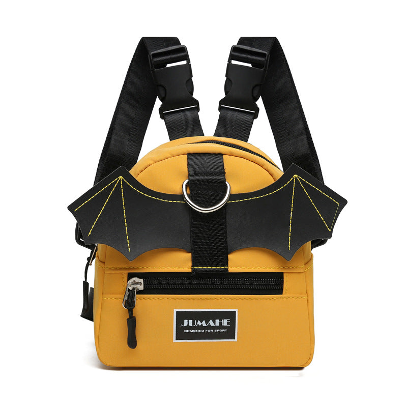 Yellow Bat-Wing Pet Backpack for Dogs | Snack Pouch | Adjustable Leash Attachment