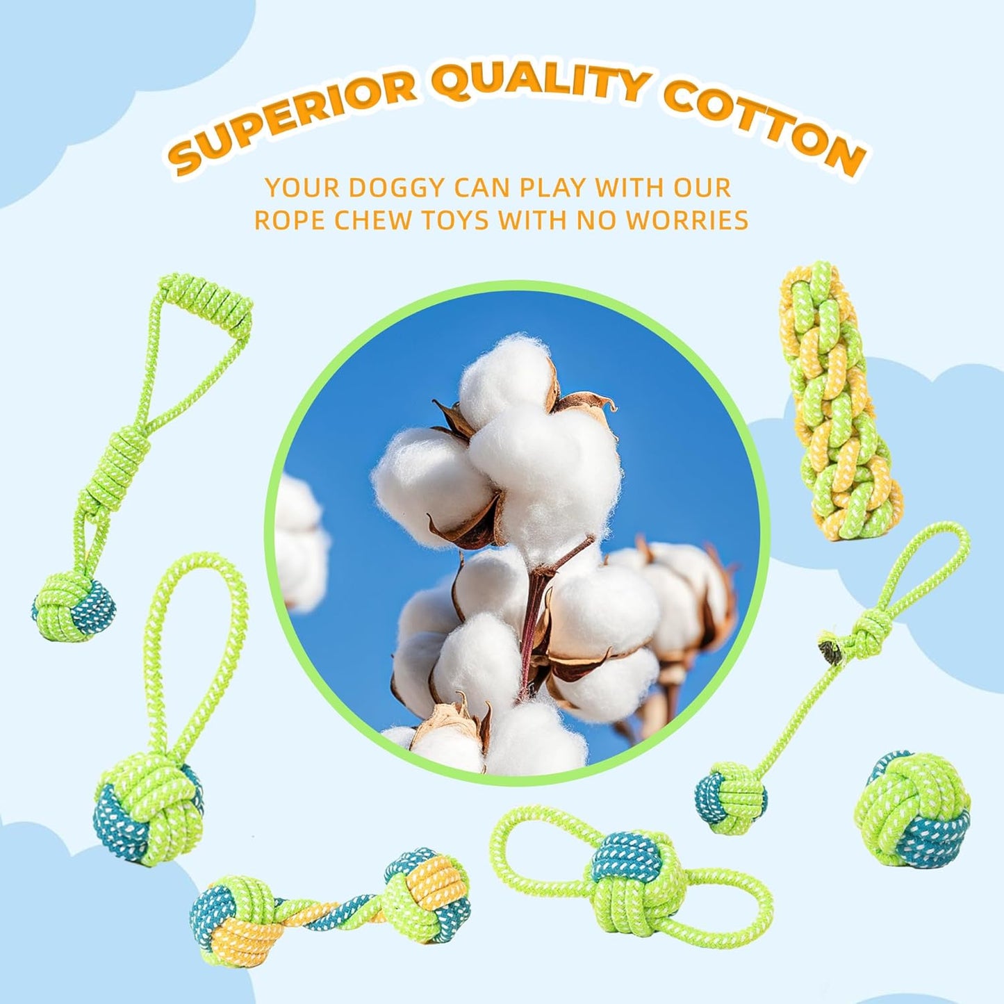 7-Piece Purple/pink Durable Cotton Rope Dog Toy Set - Washable