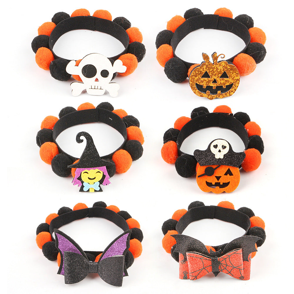 Cat Fun Fur Collar, Pumpkin Cat Accessories - Halloween