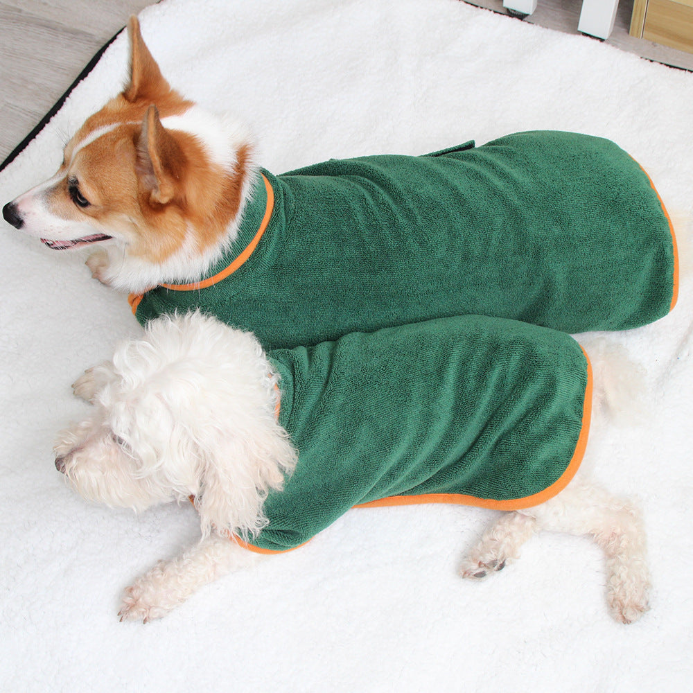 Absorbent Pet Bathrobe, Microfibre, Adjustable neck/chest strap