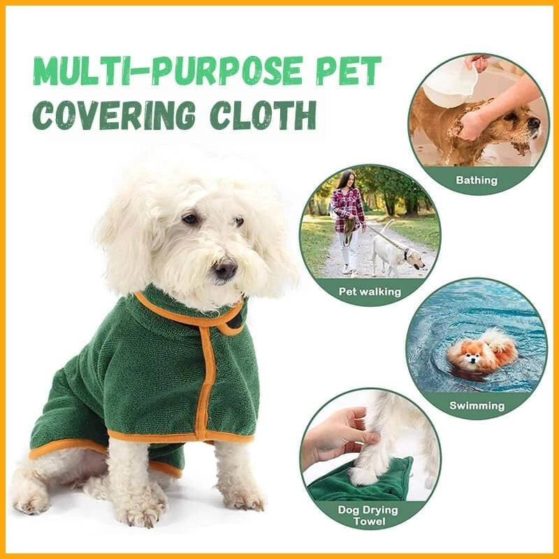 Dog Bathrobe, Pet Drying Coat, Microfibre Absorbent