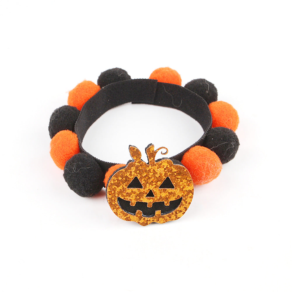 Cat Fun Fur Collar, Pumpkin Cat Accessories - Halloween