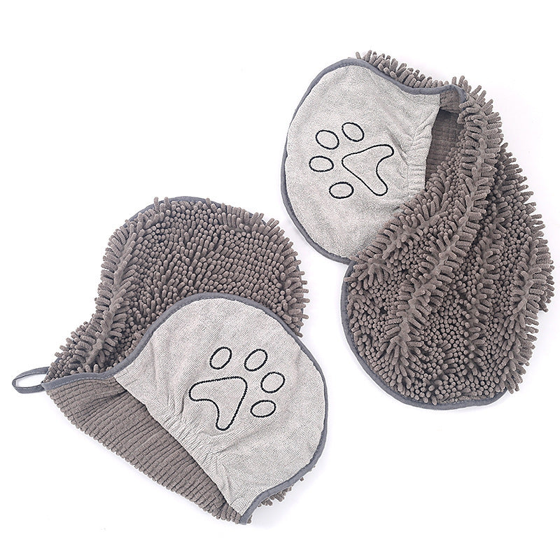 Pet Drying Towel For Dogs and Cats, Gloved Bath Towels