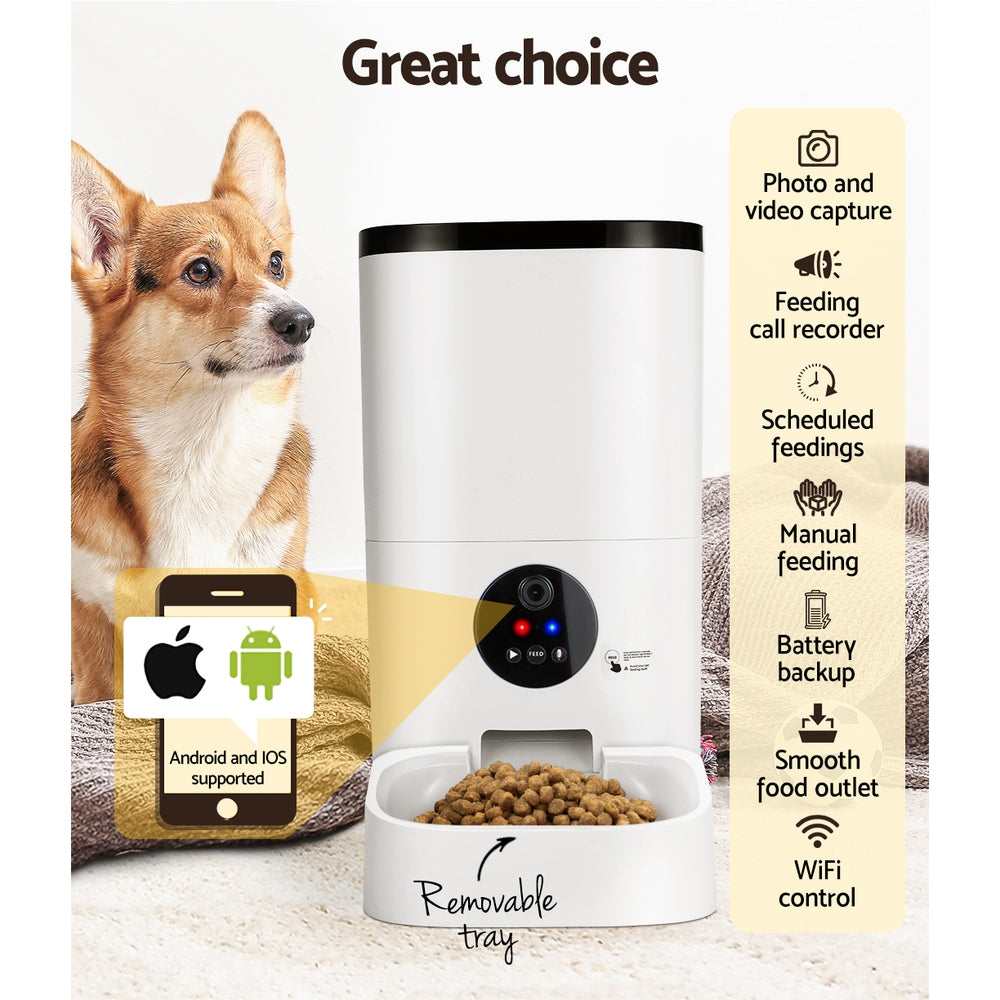 i.Pet Automatic Pet Feeder 6L Auto Camera Dog, Cat Smart HD Camera, WiFi