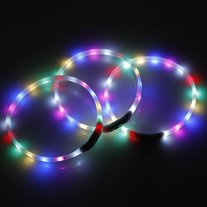Medium 55CM LED Dog Collar, USB Rechargeable, Night Glow