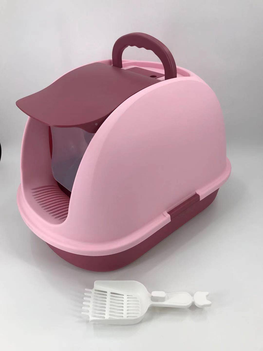 XL Portable Hooded Cat Toilet Litter Box Tray House with Charcoal Filter and Scoop