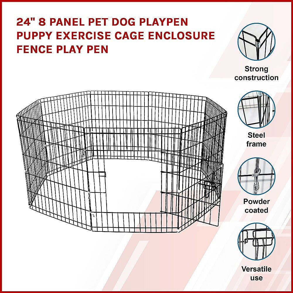 24" 8 Panel Pet Dog Playpen, Puppy Exercise